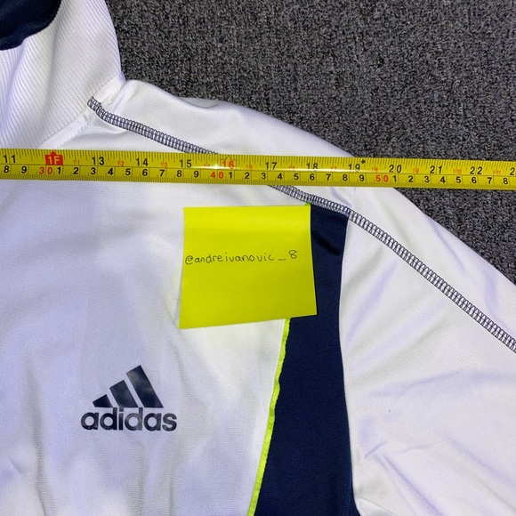 Adidas ClimaLite Zip-Up Polyester Jacket - White/Navy/Neon Green - Picture 7 of 7